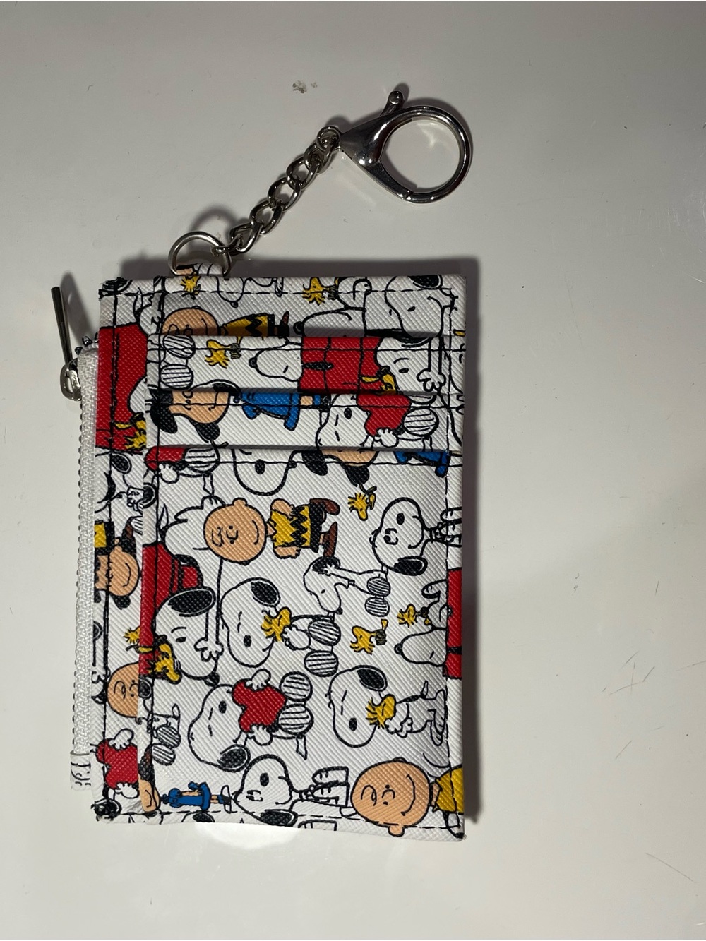 Peanuts White Multi Snoopy & Friends Zip Card Holder with Keychain - Picture 2 of 7